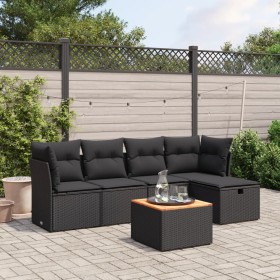 6-teiliges Gartensofa-Set und schwarze synthetische Rattankissen von , Gartensets - Ref: Foro24-3264709, Preis: 330,75 €, Rab...