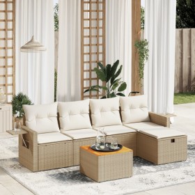 Gartensofa-Set mit Kissen, 6-teilig, beiges synthetisches Rattan von , Gartensets - Ref: Foro24-3264943, Preis: 446,99 €, Rab...