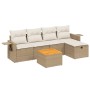 Gartensofa-Set mit Kissen, 6-teilig, beiges synthetisches Rattan von , Gartensets - Ref: Foro24-3264943, Preis: 450,04 €, Rab...