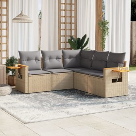 Gartensofa-Set mit Kissen, 5-teilig, beiges synthetisches Rattan von , Gartensets - Ref: Foro24-3226801, Preis: 379,99 €, Rab...