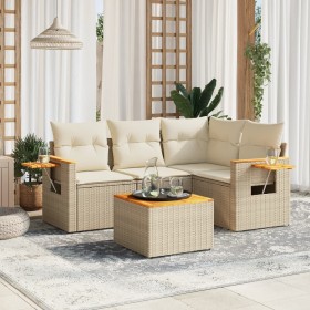 Gartensofa-Set mit Kissen, 5-teilig, beiges synthetisches Rattan von , Gartensets - Ref: Foro24-3226779, Preis: 521,99 €, Rab...