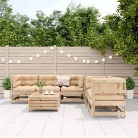 Garden furniture set 6 pieces and cushions solid pine wood by , Garden sets - Ref: Foro24-3250808, Price: 629,76 €, Discount: %