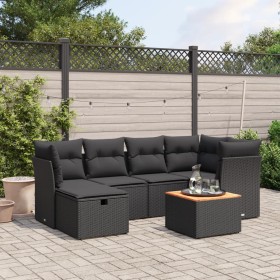 7-teiliges Garten-Essset und schwarze Kissen aus synthetischem Rattan von , Gartensets - Ref: Foro24-3264723, Preis: 393,60 €...