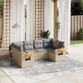 Gartensofa-Set mit Kissen, 6-teilig, beiges synthetisches Rattan von , Gartensets - Ref: Foro24-3227102, Preis: 426,99 €, Rab...