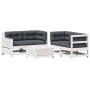 Set muebles jardín 5 pzas con cojines madera maciza pino blanco de , Conjuntos de jardín - Ref: Foro24-3250817, Precio: 575,4...