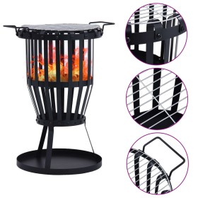 Garden brazier with BBQ grill stainless steel 47.5 cm by vidaXL, Chimneys - Ref: Foro24-47851, Price: 54,41 €, Discount: %