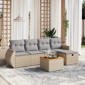 Gartensofa-Set mit beigem Kissenmix, 6-teilig, PE-Rattan von , Gartensets - Ref: Foro24-3265056, Preis: 414,68 €, Rabatt: %