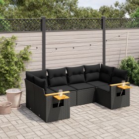 6-teiliges Gartensofa-Set und schwarze synthetische Rattankissen von , Gartensets - Ref: Foro24-3227098, Preis: 404,32 €, Rab...