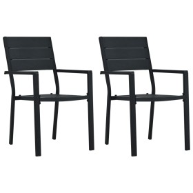 Garden chairs 2 units HDPE wood look black by vidaXL, Garden chairs - Ref: Foro24-47885, Price: 140,21 €, Discount: %