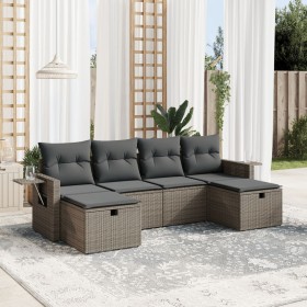 6-piece garden furniture set and gray synthetic rattan cushions by , Garden sets - Ref: Foro24-3263856, Price: 384,71 €, Disc...