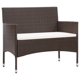 Garden bench with brown synthetic rattan cushion by , garden benches - Ref: Foro24-318497, Price: 125,56 €, Discount: %