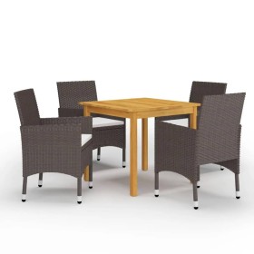 Juego de comedor de jardín 5 piezas con cojines marrón de , Conjuntos de jardín - Ref: Foro24-3095862, Precio: 344,14 €, Desc...