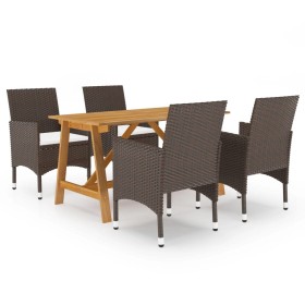 Juego de comedor de jardín 5 piezas con cojines marrón de , Conjuntos de jardín - Ref: Foro24-3095888, Precio: 389,99 €, Desc...