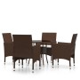 Garden bistro set 5 pieces PE rattan brown tempered glass by , Garden sets - Ref: Foro24-3095906, Price: 319,03 €, Discount: %