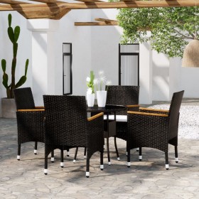 Garden bistro set 5 pieces PE rattan black tempered glass by , Garden sets - Ref: Foro24-3095904, Price: 325,96 €, Discount: %