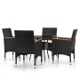 Garten-Bistro-Set 5-teilig PE-Rattan schwarz gehärtetes Glas von , Gartensets - Ref: Foro24-3095904, Preis: 325,96 €, Rabatt: %