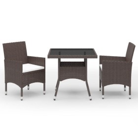 Garden dining set 3 pieces PE rattan brown tempered glass by , Garden sets - Ref: Foro24-3095912, Price: 245,99 €, Discount: %