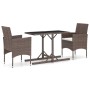 Garden dining set 3 pieces PE rattan brown tempered glass by , Garden sets - Ref: Foro24-3095931, Price: 200,99 €, Discount: %