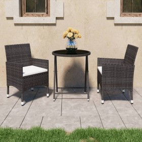 Garden bistro set 3 pieces PE rattan brown tempered glass by , Garden sets - Ref: Foro24-3095927, Price: 197,34 €, Discount: %