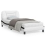 Estructura cama cabecero cuero sintético blanco negro 90x200 cm de , Camas y somieres - Ref: Foro24-3207980, Precio: 174,45 €...