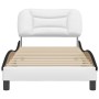 Estructura cama cabecero cuero sintético blanco negro 90x200 cm de , Camas y somieres - Ref: Foro24-3207980, Precio: 174,45 €...