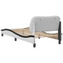 Estructura cama cabecero cuero sintético blanco negro 90x200 cm de , Camas y somieres - Ref: Foro24-3207980, Precio: 174,45 €...