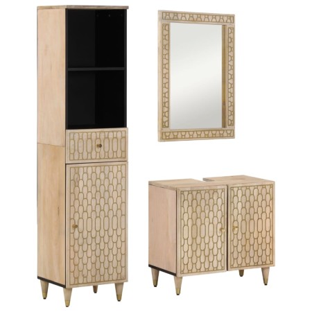 Conjunto de muebles de baño 3 piezas madera maciza de mango de , Muebles de baño - Ref: Foro24-3206318, Precio: 345,94 €, Des...