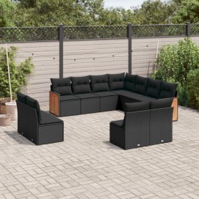 11-teiliges Gartensofa-Set und schwarze synthetische Rattankissen von , Gartensets - Ref: Foro24-3260165, Preis: 688,47 €, Ra...