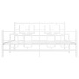 Metal bed frame with headboard and white footboard 160x200 cm by , Beds and slatted bases - Ref: Foro24-374311, Price: 132,37...