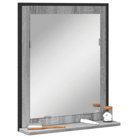 Espejo de baño con estante madera ingeniería gris Sonoma de , Tocadores - Ref: Foro24-842419, Precio: 45,30 €, Descuento: %