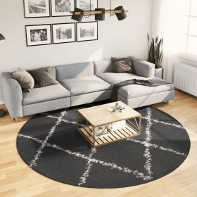 Modern high pile rug PAMPLONA black and cream Ø 240 cm by , Rugs - Ref: Foro24-375424, Price: 113,57 €, Discount: %