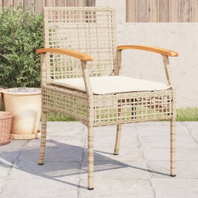 Garden chairs with cushion 4 pcs beige PE rattan and acacia wood by , Garden chairs - Ref: Foro24-366253, Price: 246,17 €, Di...