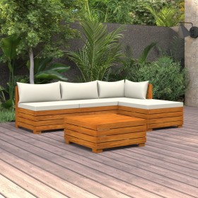 Muebles de jardín 5 piezas con cojines madera maciza de acacia de , Conjuntos de jardín - Ref: Foro24-3087284, Precio: 632,49...