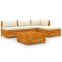 Muebles de jardín 5 piezas con cojines madera maciza de acacia de , Conjuntos de jardín - Ref: Foro24-3087284, Precio: 619,99...