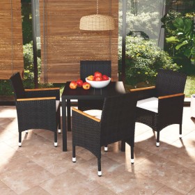 Juego muebles jardín 5 pzas con cojines ratán sintético negro de , Conjuntos de jardín - Ref: Foro24-3095016, Precio: 372,73 ...