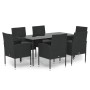 Set de comedor de jardín 7 pzas y cojines ratán sintético negro de , Conjuntos de jardín - Ref: Foro24-3156787, Precio: 487,9...