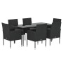 Set de comedor de jardín 7 pzas y cojines ratán sintético negro de , Conjuntos de jardín - Ref: Foro24-3156787, Precio: 490,4...