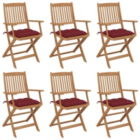 6 pcs folding garden chairs and solid acacia wood cushions by , Garden chairs - Ref: Foro24-3074964, Price: 338,99 €, Discoun...