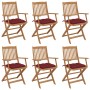 6 pcs folding garden chairs and solid acacia wood cushions by , Garden chairs - Ref: Foro24-3074964, Price: 334,71 €, Discoun...