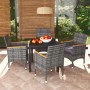 5-teiliges Gartenmöbel-Set mit grauen synthetischen Rattankissen von , Gartensets - Ref: Foro24-3095028, Preis: 419,97 €, Rab...