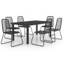 7-Piece Black PVC Rattan Garden Dining Set by , Garden sets - Ref: Foro24-3060121, Price: 523,98 €, Discount: %