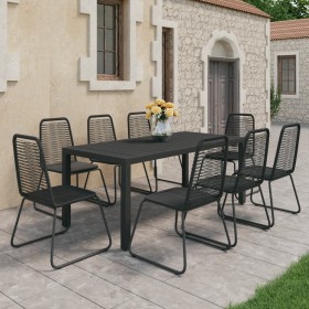 Set de comedor de jardín de 9 piezas PVC ratán negro de , Conjuntos de jardín - Ref: Foro24-3060123, Precio: 697,99 €, Descue...