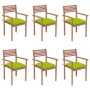 Stackable garden chairs 6 pcs teak wood with cushions by , Garden chairs - Ref: Foro24-3072598, Price: 510,56 €, Discount: %