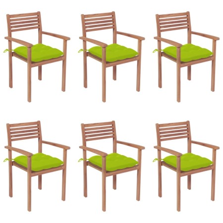 Stackable garden chairs 6 pcs teak wood with cushions by , Garden chairs - Ref: Foro24-3072598, Price: 510,56 €, Discount: %