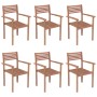 Stackable garden chairs 6 pcs teak wood with cushions by , Garden chairs - Ref: Foro24-3072598, Price: 510,56 €, Discount: %