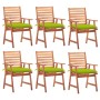 Garden dining chairs and cushions 6 units solid acacia wood by , Garden chairs - Ref: Foro24-3078373, Price: 420,29 €, Discou...