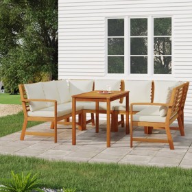 Garden dining set and cushions 7 pieces solid acacia wood by , Garden sets - Ref: Foro24-3154974, Price: 766,95 €, Discount: %