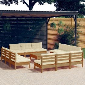 Garden furniture 13 pieces cream pine wood cushions by , Garden sets - Ref: Foro24-3096055, Price: 1,00 €, Discount: %