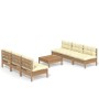 Garden furniture 7 pieces cream pine wood cushions by , Garden sets - Ref: Foro24-3096097, Price: 589,99 €, Discount: %