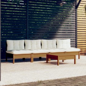 Garden furniture 5 pieces cream pine wood cushions by , Garden sets - Ref: Foro24-3096133, Price: 385,99 €, Discount: %